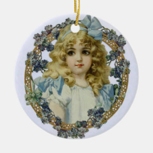Antikes Porträt eines kleinen Mädchens Schön Keramik Ornament