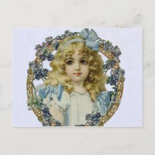 Antikes Porträt eines kleinen Mädchens Schön Postkarte