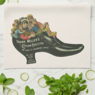Antikes Produktlabel, Frank Miller's Schuhcreme Geschirrtuch