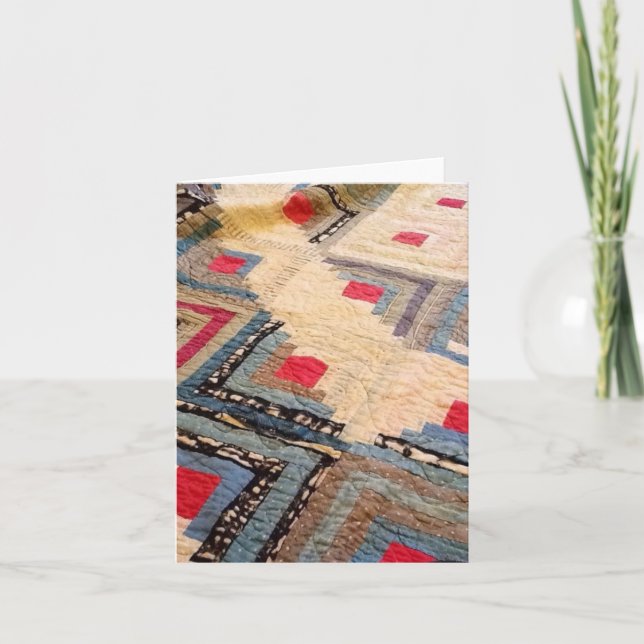Antikes Quilt-Blockhaus-Design Karte (Vorderseite)