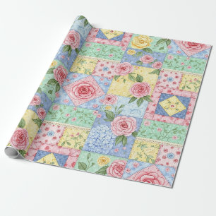 Antikes Quilt-Rosenmuster Geschenkpapier