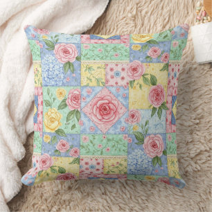 Antikes Quilt-Rosenmuster Kissen
