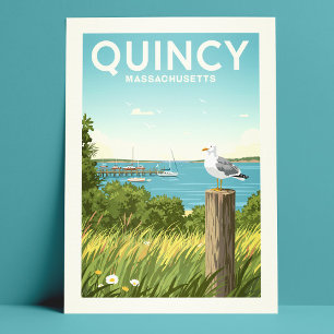 Antikes Quincy Massachusetts Postkarte