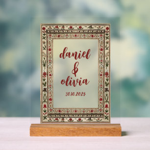 Antikes Rahmen Ethnisches Motiv Hochzeit Acrylschild