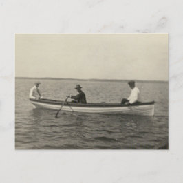 Antikes Real Foto Alte Freunde Bootsfahrt Postkart Postkarte