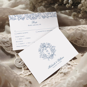 Antikes Regency-Monogrammwappen Elegante Hochzeit RSVP Karte