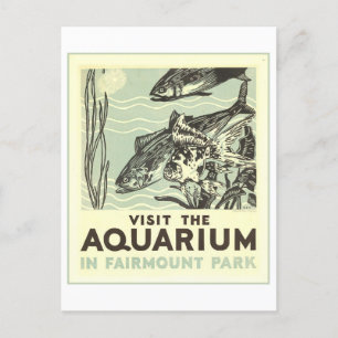 Antikes Reiseplakat des Philadelphia Aquariums Postkarte