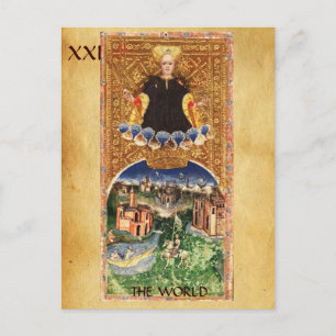 ANTIKES RENAISSANCE-TAROT 21/ DIE WELT POSTKARTE