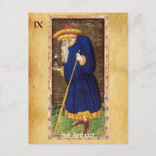 ANTIKES RENAISSANCE-TAROT 9 / DER EINSIEDLER POSTKARTE