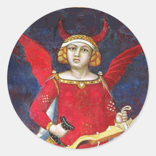 ANTIKES RENAISSANCE TAROT / DER TEUFEL Stolz Detai Runder Aufkleber