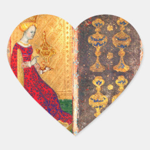 ANTIKES RENAISSANCE-TAROT / KÖNIGIN DER KELCHE Herz-Aufkleber