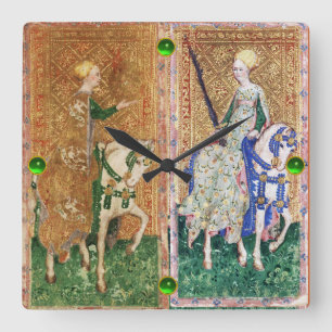 ANTIKES RENAISSANCE-TAROT/LADY DER MÜNZEN UND SCHW QUADRATISCHE WANDUHR