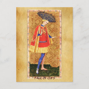 ANTIKES RENAISSANCE-TAROT / PAGE DER KELCHE POSTKARTE