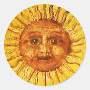 ANTIKES RENAISSANCE TAROTS 19 THE SUN Gelb Runder Aufkleber