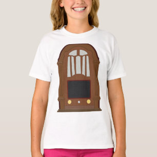 Antikes Röhrenradio-Radio im Vintage Holz-Stereo T-Shirt