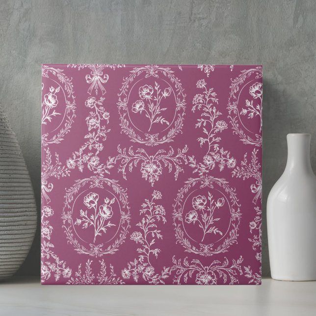 Antikes Rokoko-Blumen-Blumenmuster Fliese (Von Creator hochgeladen)