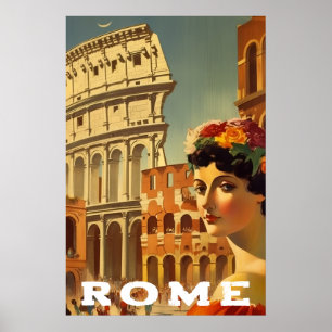 Antikes Rom Italien Reise Colosseum Lady Poster