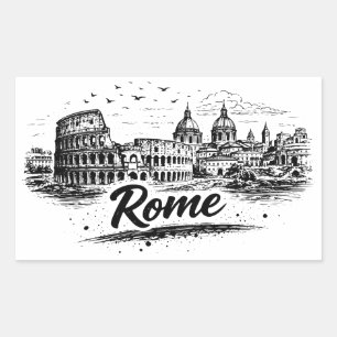 Antikes Rom Italien Stadtlandschaft Bleistiftkunst Rechteckiger Aufkleber