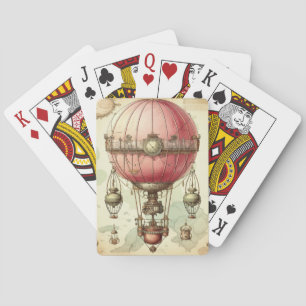 Antikes rosa Ballon-Luftschiff viktorianisch Spielkarten