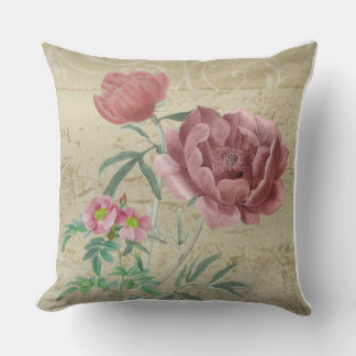Antikes rosa Blumenkissen | Elegantes Cottage Gard Kissen