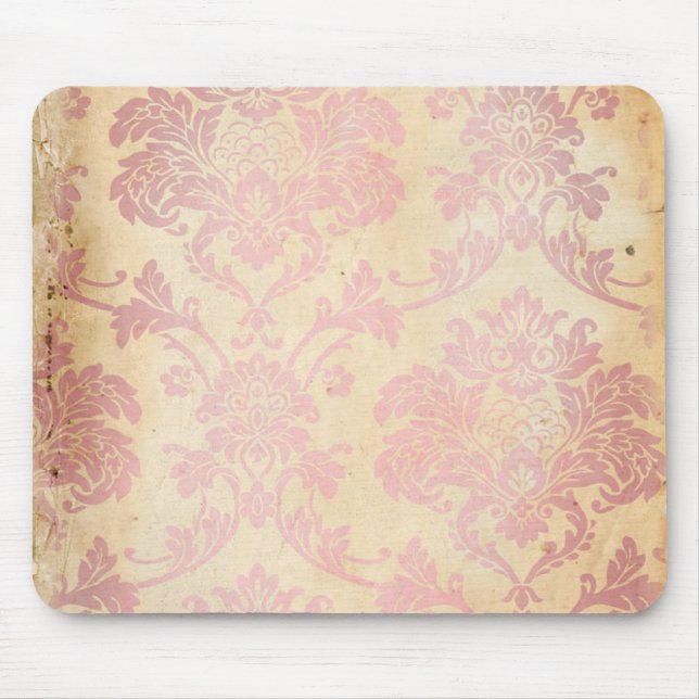 Antikes Rosa Damast Mousepad (Vorne)