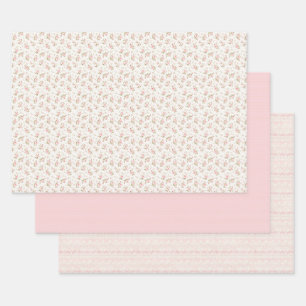 Antikes rosa florales Coquette-Geschenkpapier Geschenkpapier Set