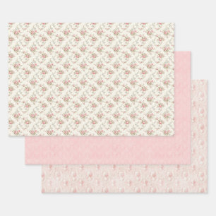 Antikes rosa florales Coquette-Geschenkpapier Geschenkpapier Set