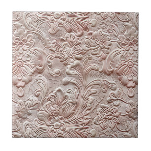 Antikes rosa getriebenes Leder Fliese