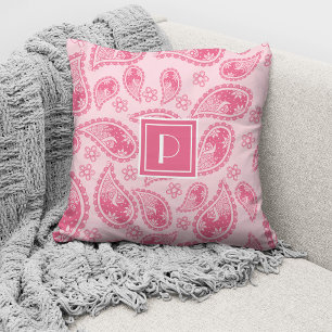 Antikes rosa Paisley-Monogramm Kissen