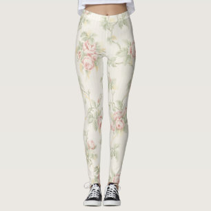 Antikes Rosa-Rosen-Landhausstil-Blumenmuster Leggings