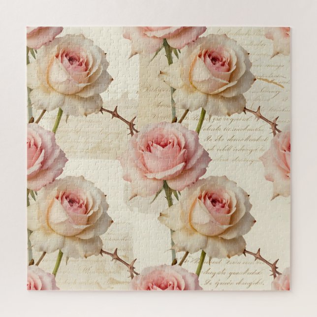 Antikes Rosa-Rosen-Schriftmuster (Vertikal)