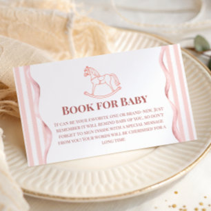 Antikes rosa Schaukelpferd-Buch für Baby Shower Begleitkarte
