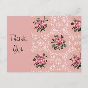 Antikes Rosenblumen-Wallpaper-Muster Postkarte