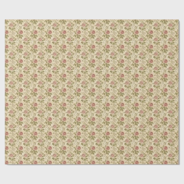 Antikes Rosenblumenmuster Geschenkpapier (Flach)