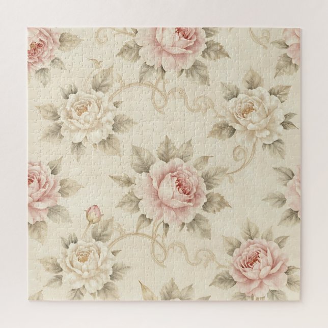 Antikes Rosendamask-Blumenmuster (Vertikal)
