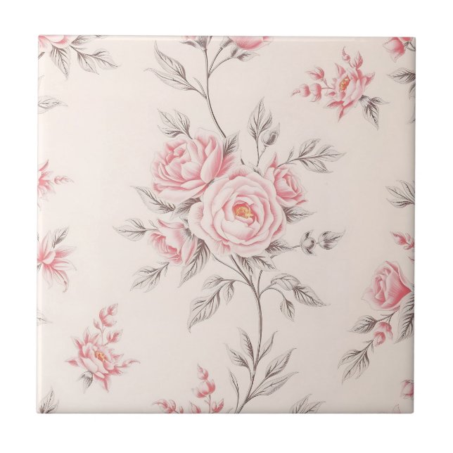 Antikes Rosenmuster in Rosa Fliese (Vorderseite)