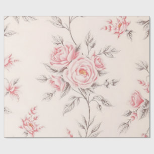 Antikes Rosenmuster in Rosa Geschenkpapier