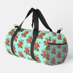 Antikes Rosenmuster und aquablaues Hochzeitskleid  Duffle Bag