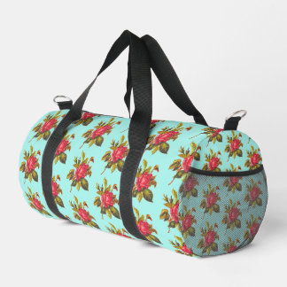 Antikes Rosenmuster und aquablaues Hochzeitskleid  Duffle Bag