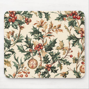 Antikes Rot Grün Holly Bronze Weihnachtsschmuck Wi Mousepad