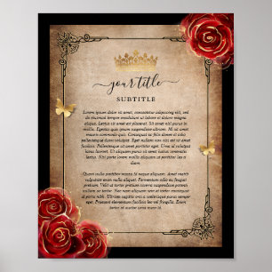 Antikes Rot-Roségold-Schwarzes königliches Pergame Poster