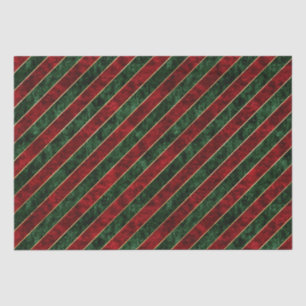 Antikes Rot und Grün gestreifter Weihnachtsvelours Seidenpapier