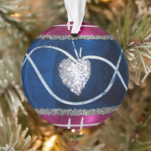 Antikes Rot Weiß Blau Quecksilberglas Weihnachten Ornament