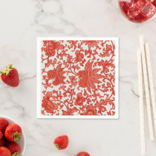  Antikes rotes chinesisches Vintages Papier Napkin Serviette
