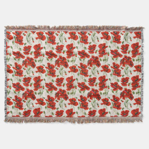 Antikes rotes Mohnblumen-Blumenmuster Botanische K Decke