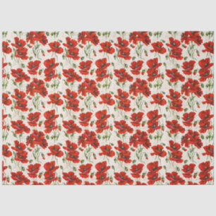 Antikes rotes Mohnblumen-Blumenmuster Botanische K Seidenpapier