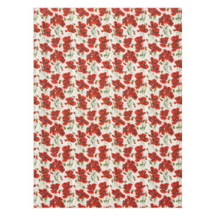 Antikes rotes Mohnblumen-Blumenmuster Botanische K Tischdecke