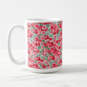 Antikes rotes Rosen-Blumenmuster Kaffeetasse