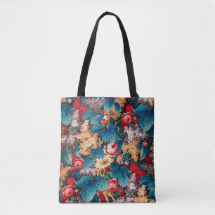 Antikes rotes Rosen- und Flieder-Blumenmuster Tasche
