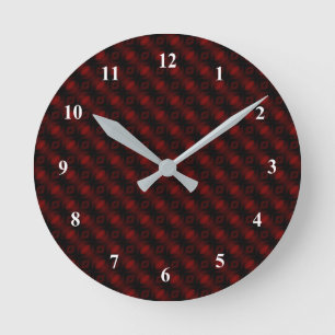 Antikes rotes Samt-Tapeten-Abstract-Design Runde Wanduhr